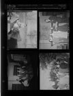 Guy with three ladies; Boy with cows; People sitting around a desk; Crowd outside (4 Negatives), December 1955 - February 1956, undated [Sleeve 13, Folder a, Box 9]